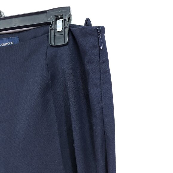 Piazza Sempione Wool Dress Pant Size IT 40 Navy Blue Wide Leg Made in Italy - Picture 9 of 12